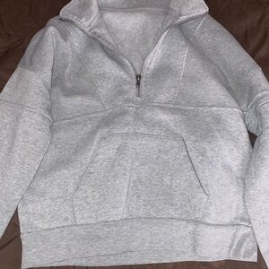 American Eagle Outfitters Light Gray Zip-Up Sweater